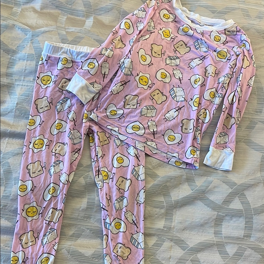 Pink Kids Pajamas with Fun Breakfast Print